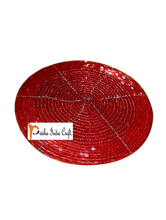 Handmade Red Beaded Coffee Tea Coasters - 13247987 - Zoom Image - 2