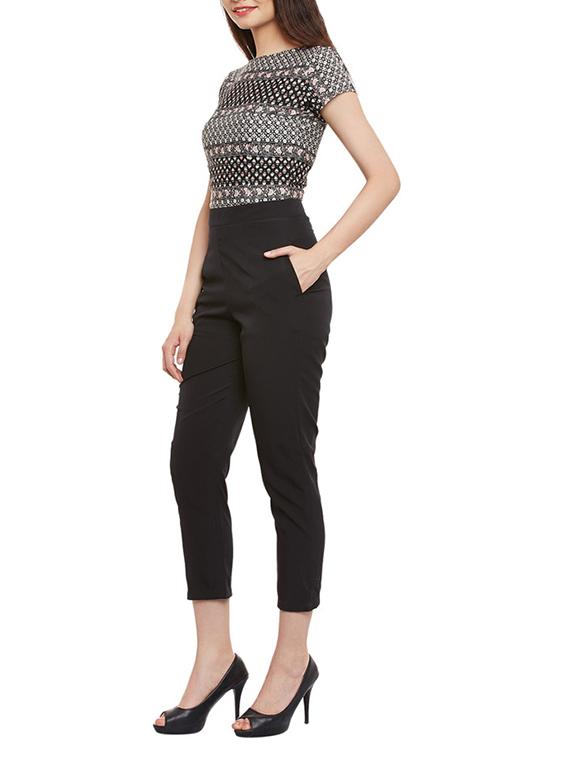 black crepe 3/4 jumpsuit - 13248172 - Zoom Image - 2