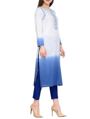 white cotton long kurta - 13248513 - Standard Image - 2