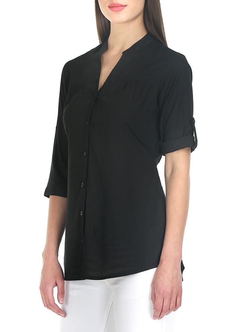 solid black rayon shirt - 13253081 - Zoom Image - 2