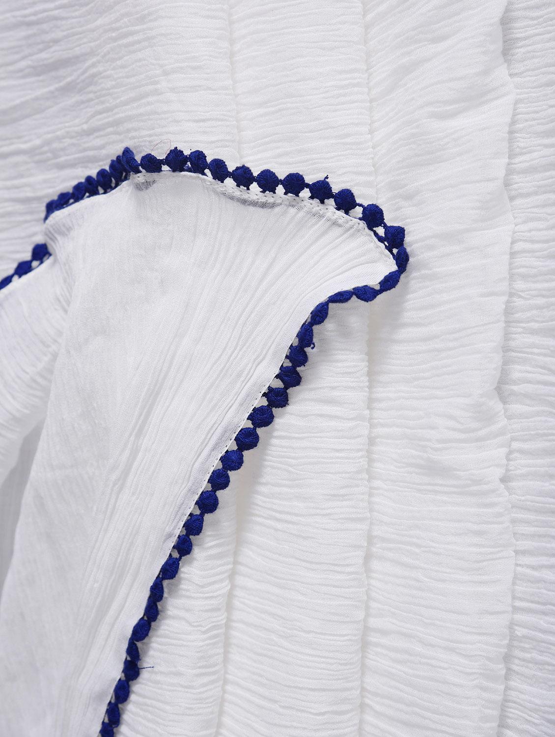 Crinkled plain cotton white dupatta - 13266603 - Zoom Image - 2