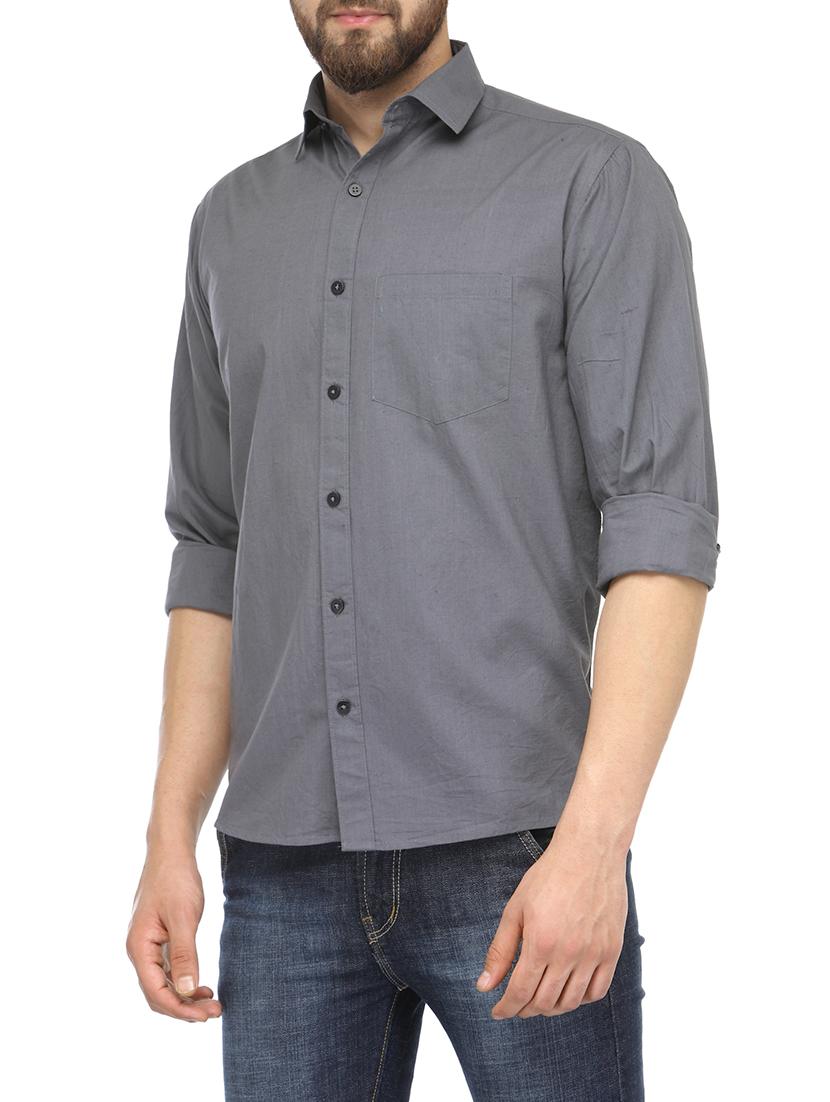 grey cotton casual shirt - 13269582 - Zoom Image - 2
