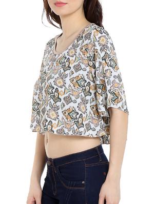 white printed rayon top - 13269696 - Standard Image - 2
