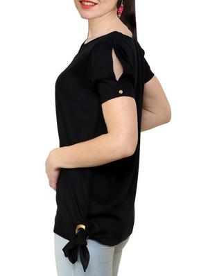 slit sleeve tie up waist top - 13270526 - Standard Image - 2