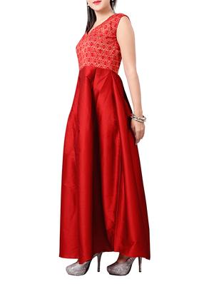 red printed silk blend dress - 13277149 - Standard Image - 2