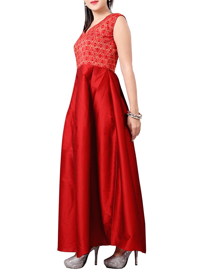 red printed silk blend dress - 13277149 - Zoom Image - 2
