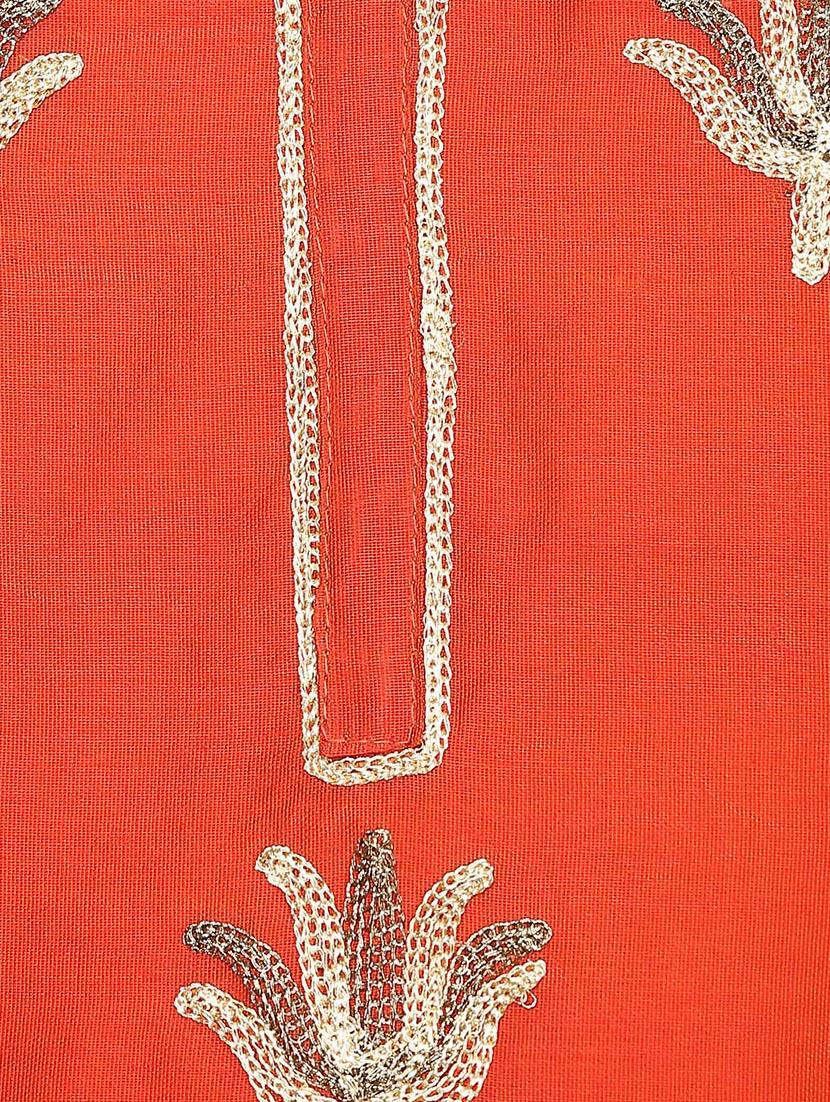 orange chanderi embroidered stitched churidaar suit - 13296929 - Zoom Image - 5