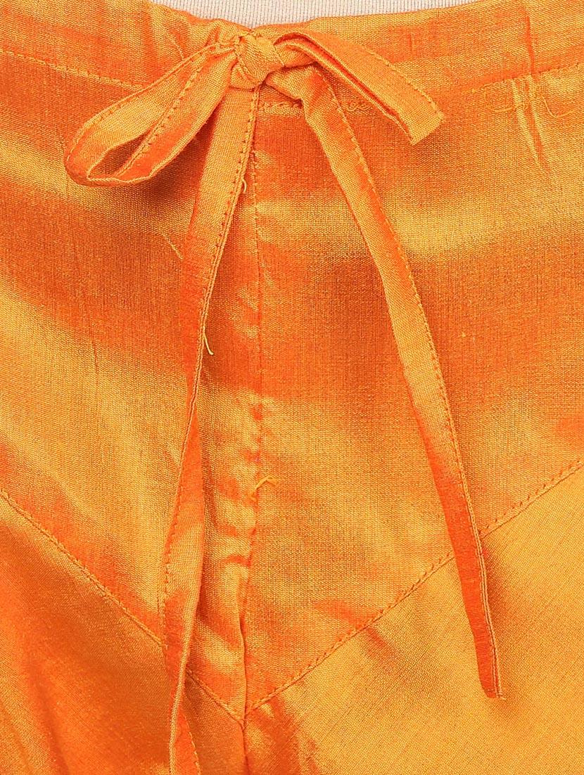 orange chanderi embroidered stitched churidaar suit - 13296937 - Zoom Image - 5
