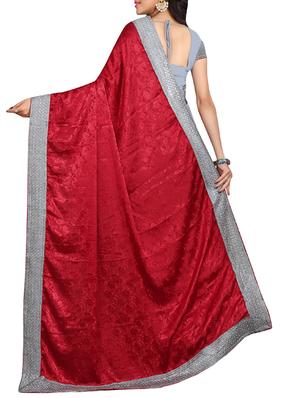 red & grey georgette embellished half and half saree with blouse - 13301506 - Standard Image - 2