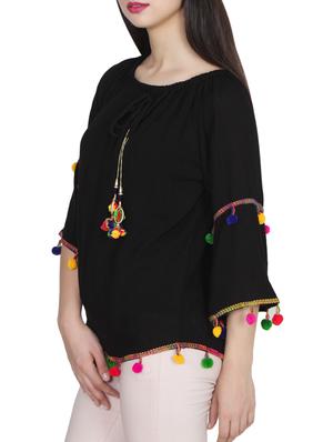 black viscose regular top - 13308306 - Standard Image - 2