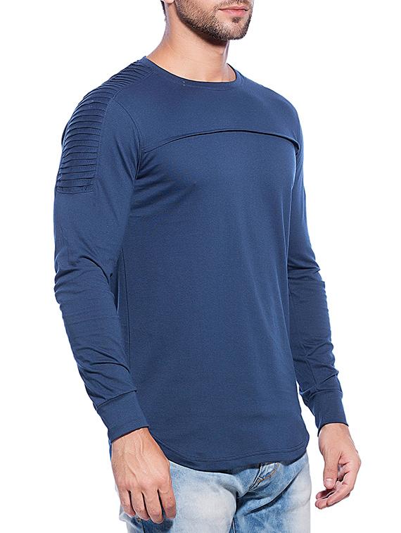 solid dark blue cotton t-shirt - 13308592 - Zoom Image - 2