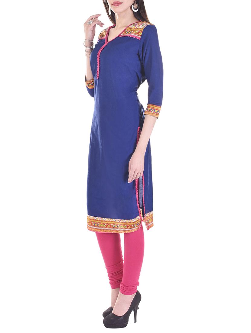 purple cotton regular kurta - 13310978 - Zoom Image - 2