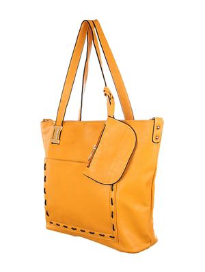 yellow leatherette (pu) regular handbag - 1332346 - Standard Image - 5