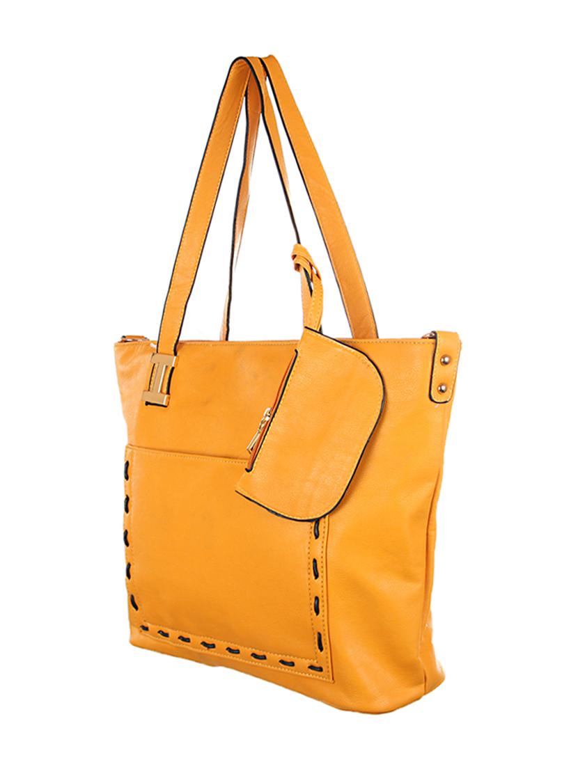 yellow leatherette (pu) regular handbag - 1332346 - Zoom Image - 5