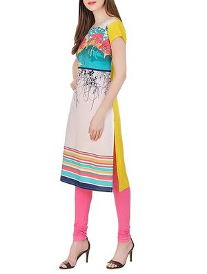cream crepe straight kurta - 13325781 - Standard Image - 2