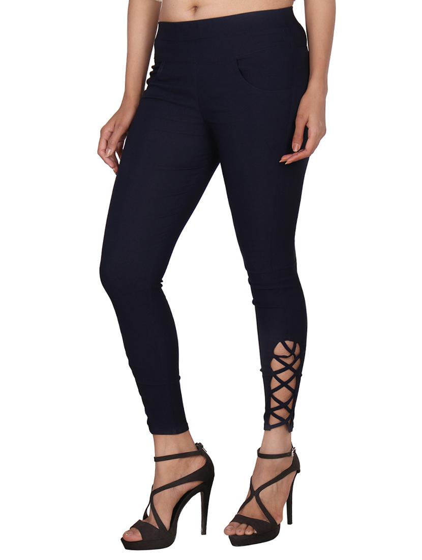 navy blue cotton jeggings - 13325915 - Zoom Image - 2