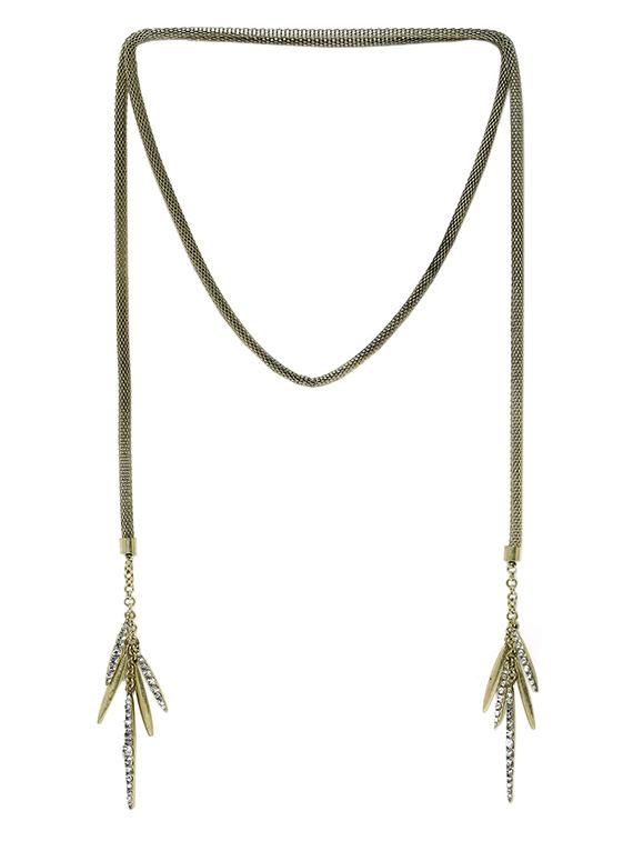 gold metal long necklace - 13332798 - Zoom Image - 2