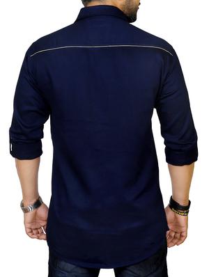 navy blue cotton casual shirt - 13337353 - Standard Image - 2