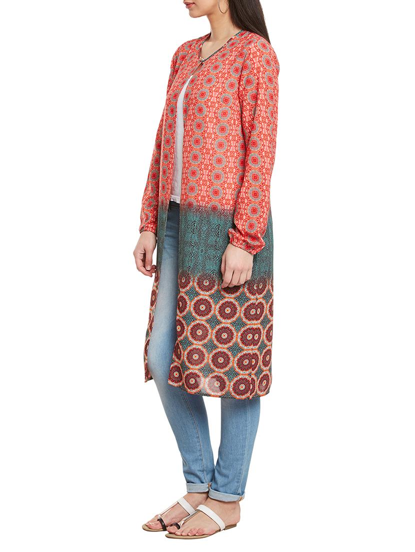 orange printed crepe regular shrug - 13340553 - Zoom Image - 2