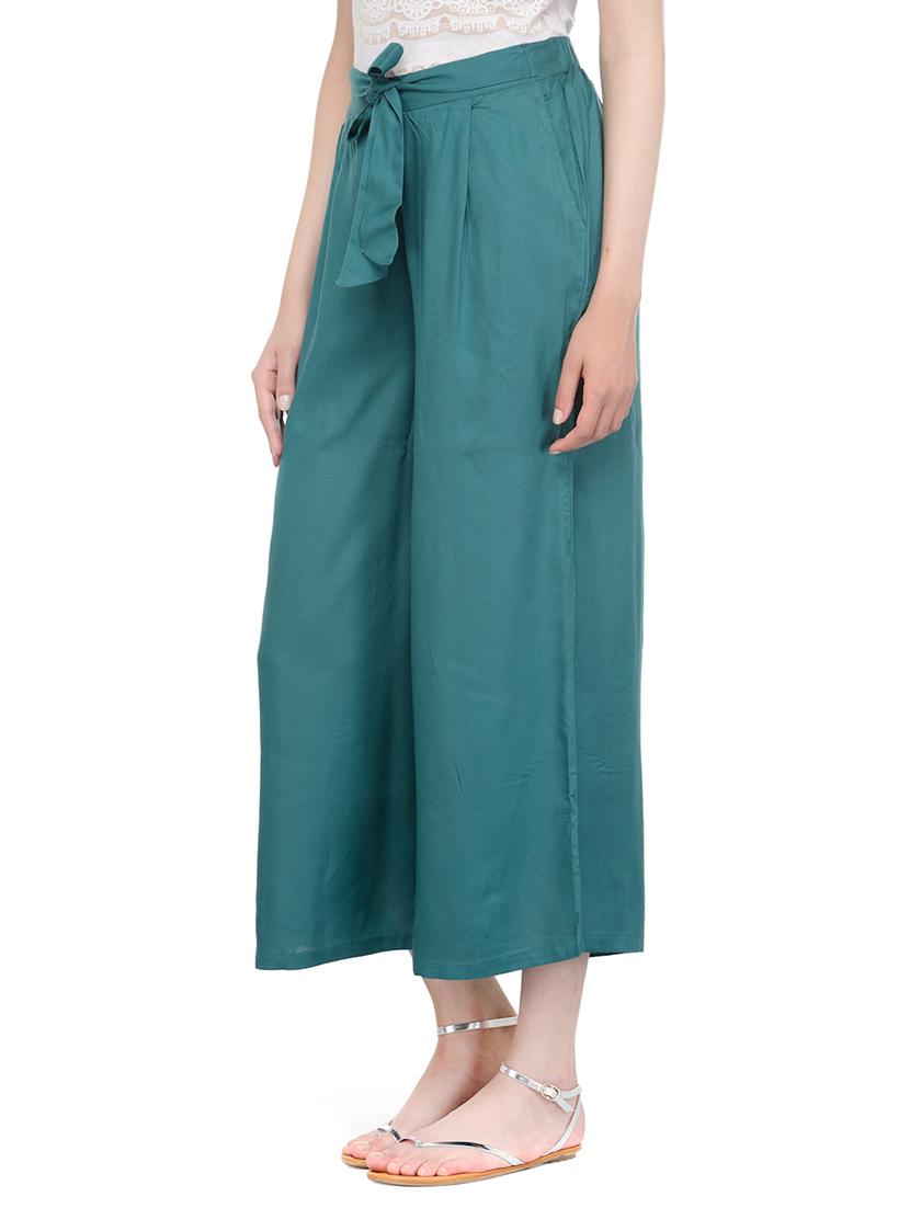 green viscose palazzo - 13340665 - Zoom Image - 2