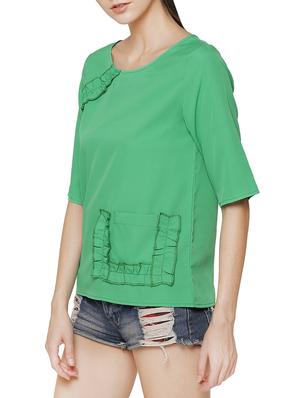frill trim solid top - 13341106 - Standard Image - 2