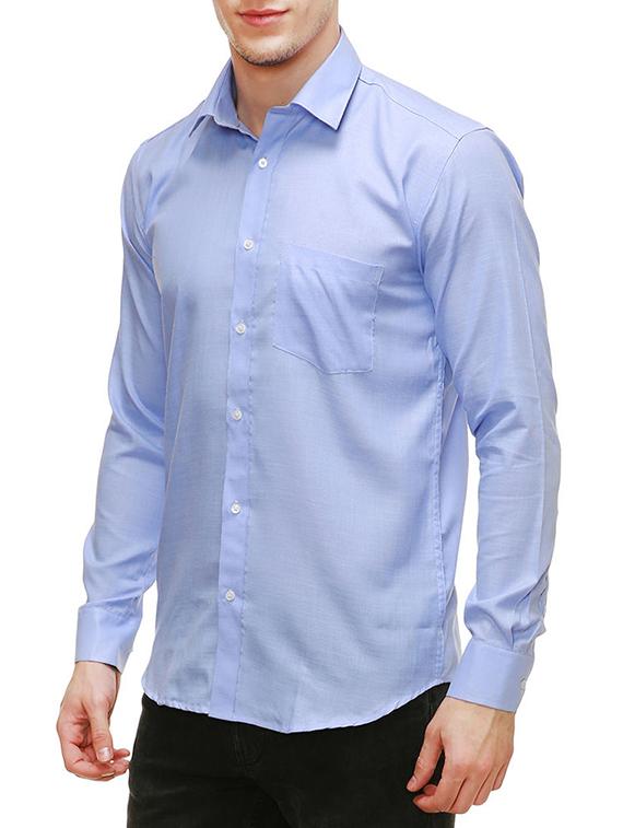 light blue cotton casual shirt - 13341414 - Zoom Image - 2