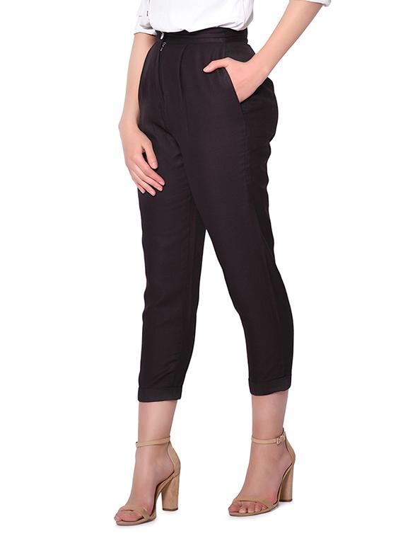 dark purple linen pleated trouser - 13342620 - Zoom Image - 2