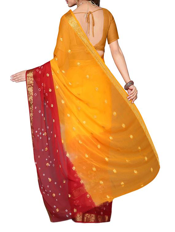 yellow printed saree with blouse - 13343451 - Zoom Image - 2