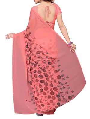 peach georgette printed saree with blouse - 13343456 - Standard Image - 2