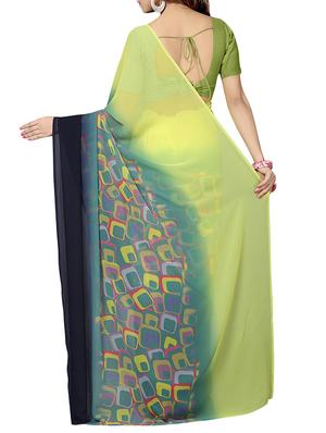green printed saree with blouse - 13343468 - Standard Image - 2