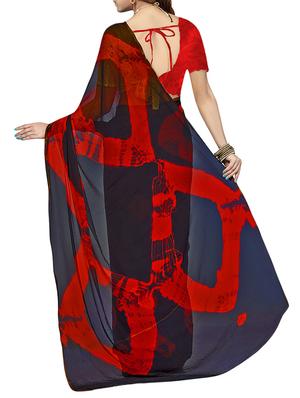 multi colored georgette printed saree with blouse - 13343473 - Standard Image - 2