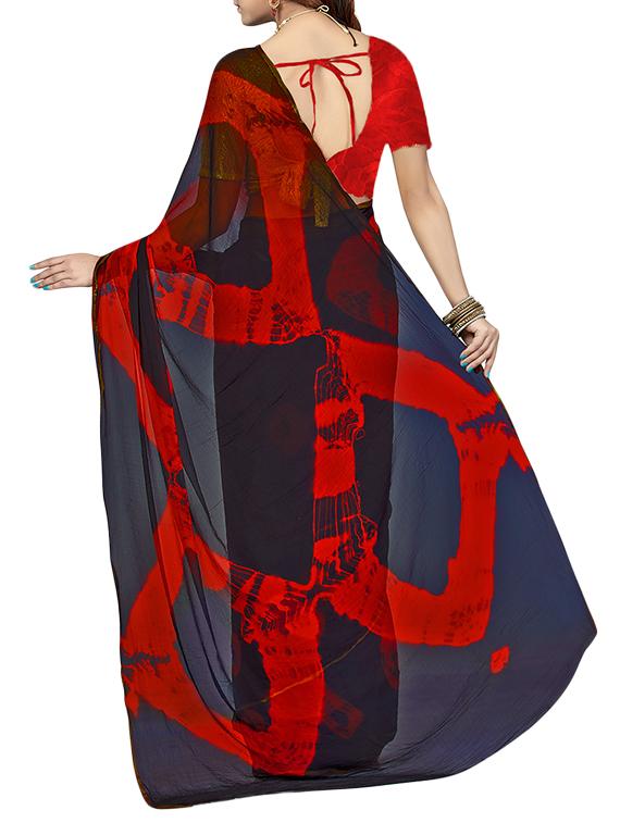multi colored georgette printed saree with blouse - 13343473 - Zoom Image - 2