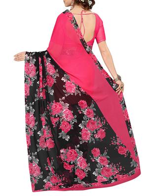 pink printed saree with blouse - 13343478 - Standard Image - 2