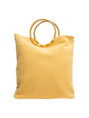 yellow embroidered cotton handbag - 13343887 - Standard Image - 2