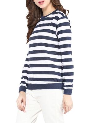 navy blue striped regular sweatshirt - 13344848 - Standard Image - 2