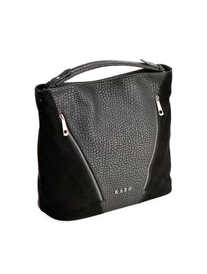 Grey and black textured handbag - 13345289 - Standard Image - 5