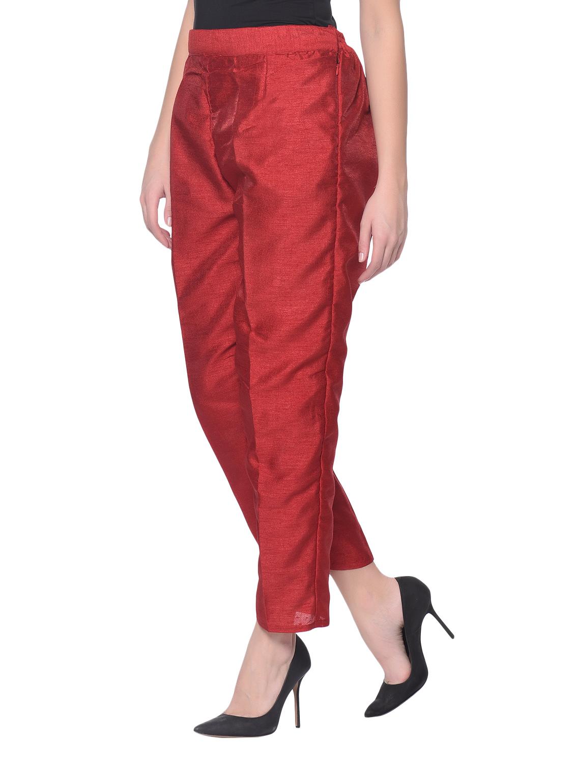 red silk blend tapered pant - 13345346 - Zoom Image - 2