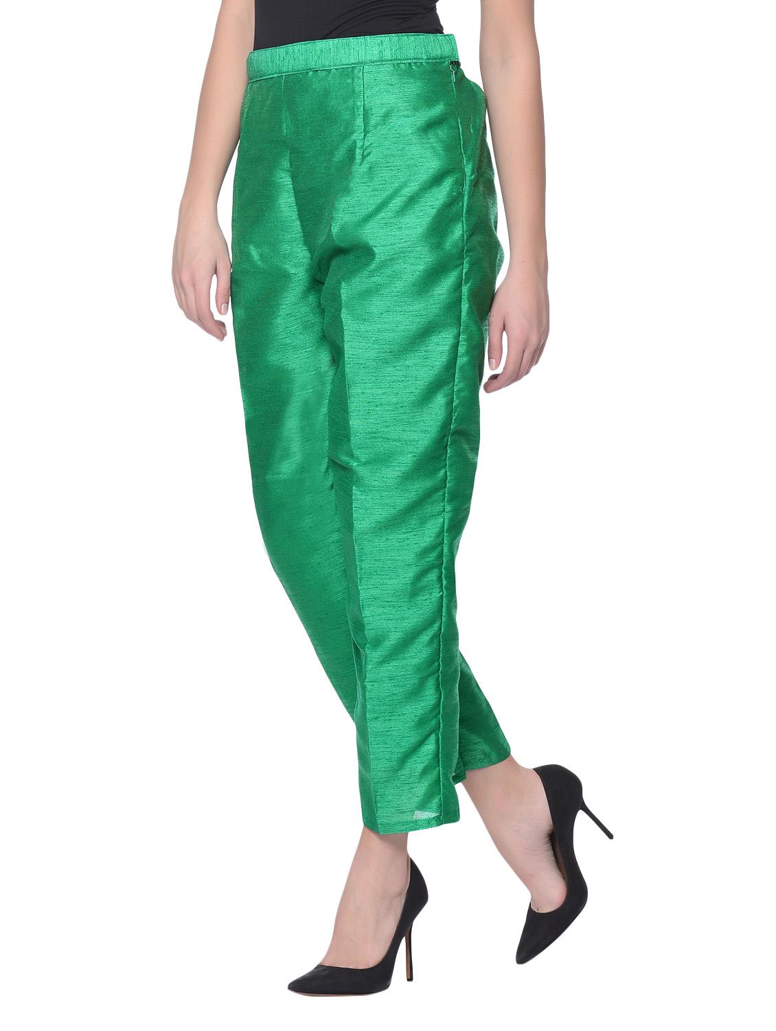 green silk blend tapered pant - 13345348 - Zoom Image - 2