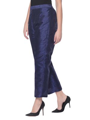navy blue silk blend tapered pant - 13345349 - Standard Image - 2