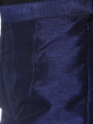 navy blue silk blend tapered pant - 13345349 - Standard Image - 5