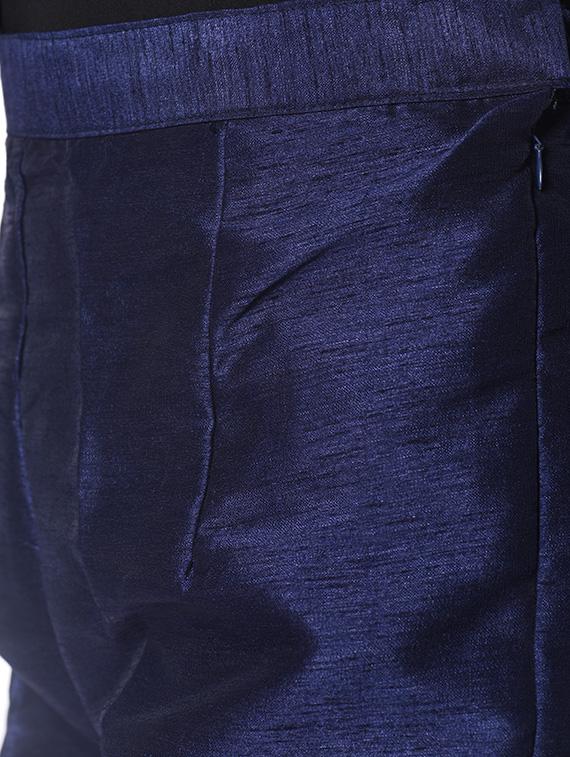 navy blue silk blend tapered pant - 13345349 - Zoom Image - 5