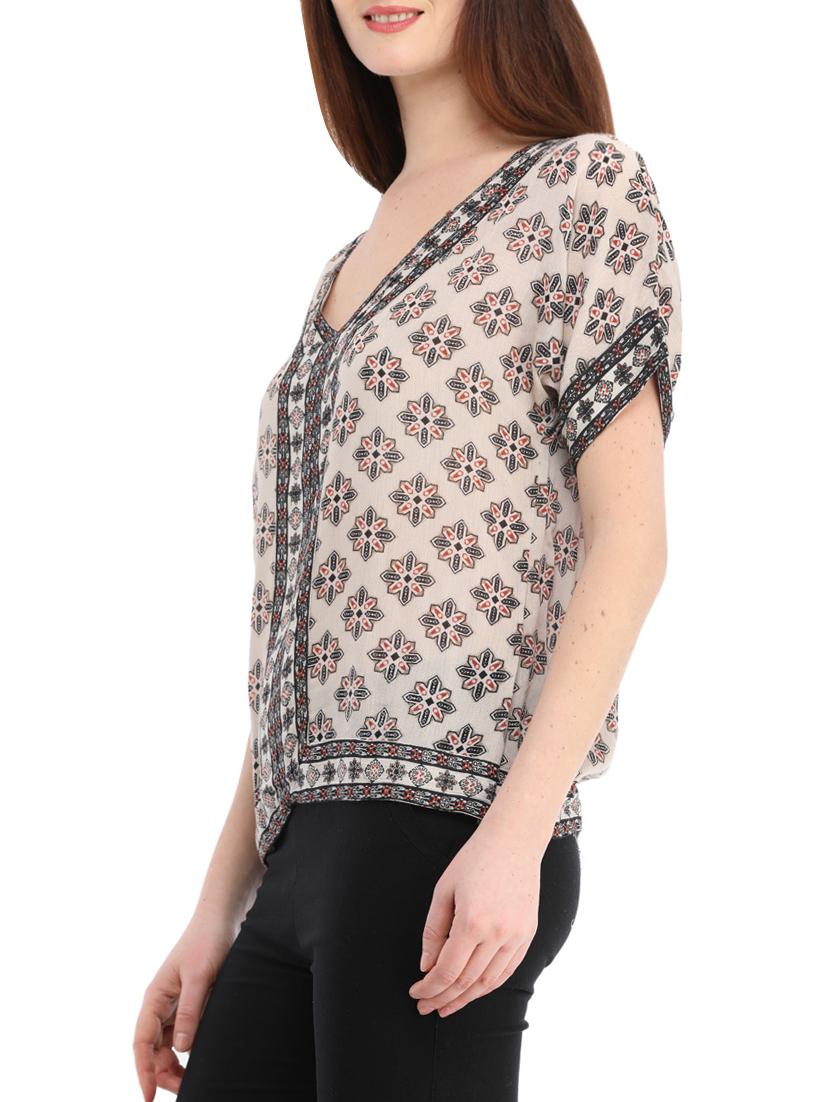 beige printed viscose top - 13348596 - Zoom Image - 2