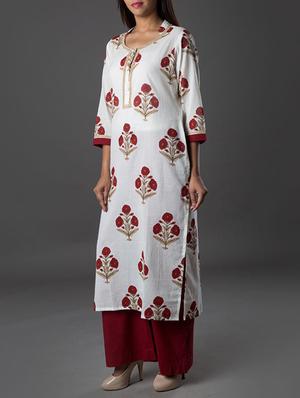 white kurta palazzo set - 13348991 - Standard Image - 2