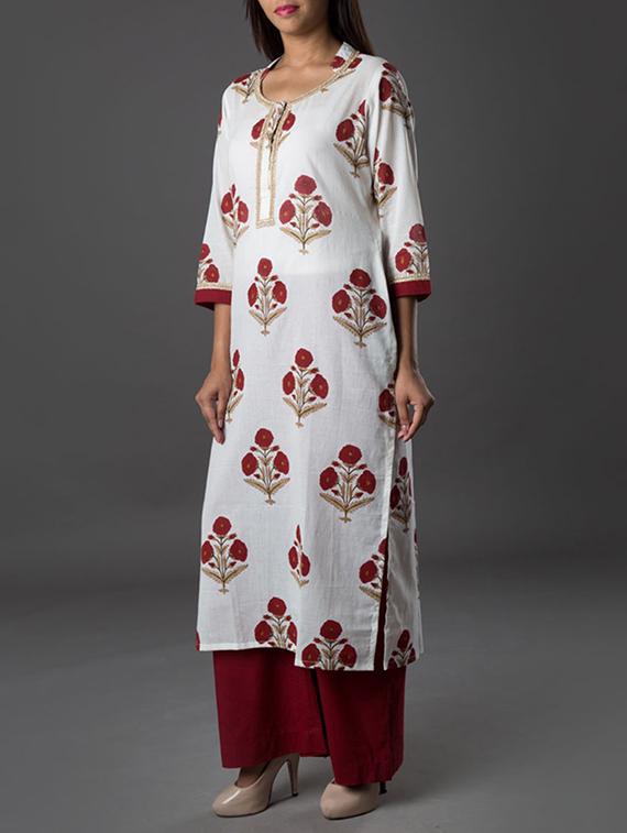 white kurta palazzo set - 13348991 - Zoom Image - 2