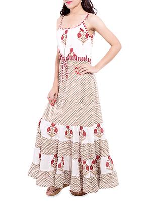 off-white printed cotton maxi dress - 13349007 - Standard Image - 2