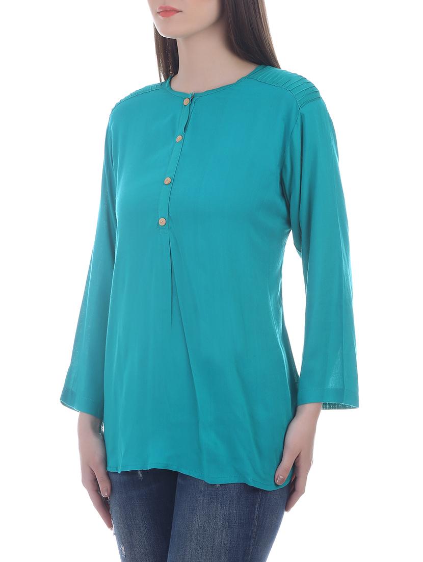 blue rayon regular top - 13351554 - Zoom Image - 2