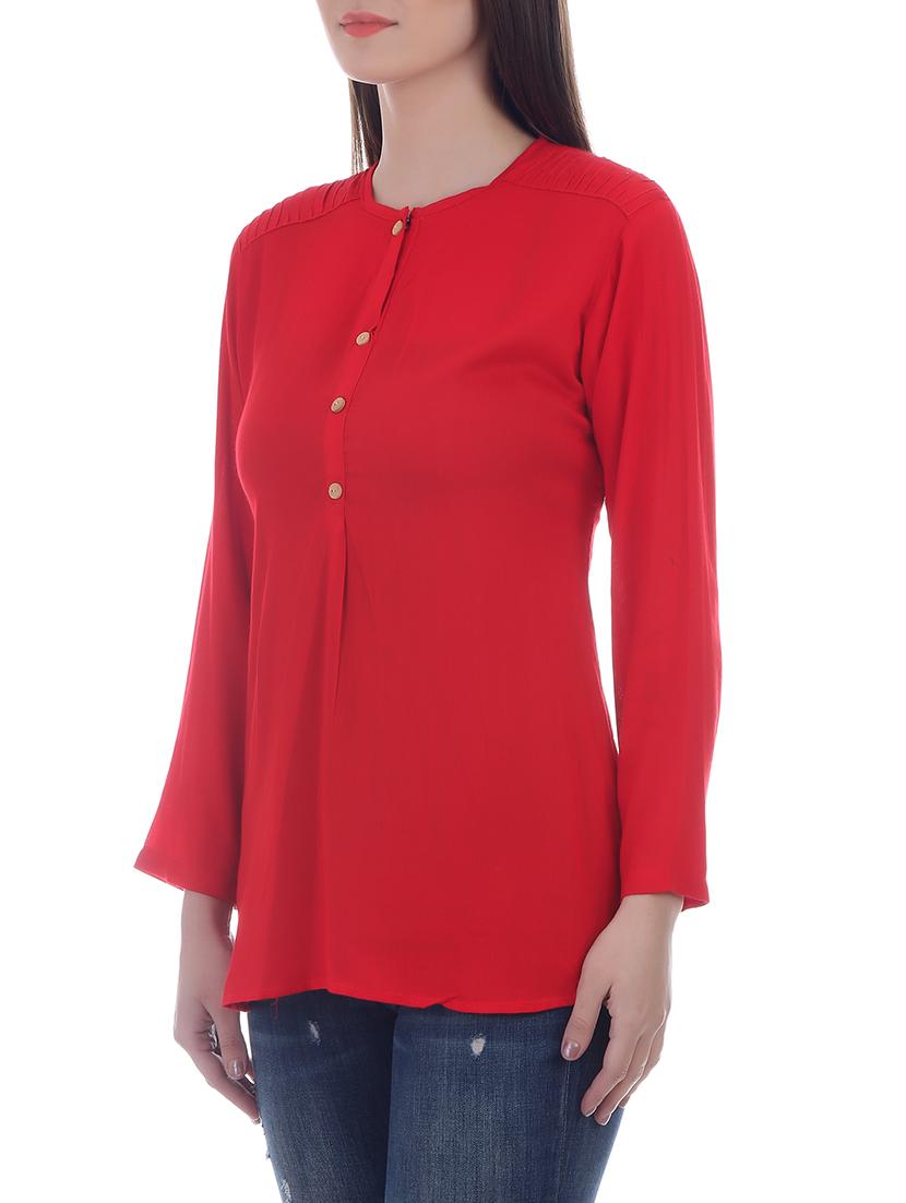red viscose regular top - 13351555 - Zoom Image - 2