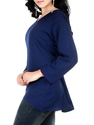 navy blue crepe assymmetric top - 13352549 - Standard Image - 2