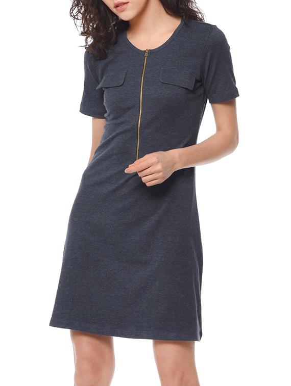 navy blue cotton jersey dress - 13354742 - Zoom Image - 2