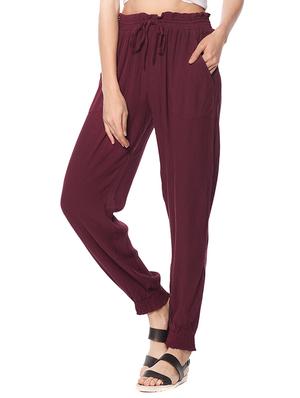 maroon rayon peg trouser - 13357026 - Standard Image - 2